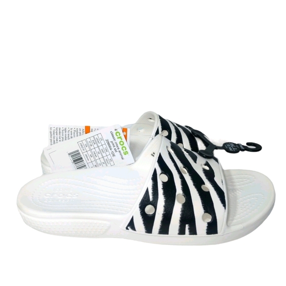 CROCS Shoes - NEW Crocs Classic Animal Print Zebra Slides Size 7